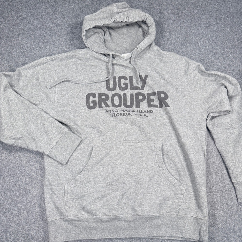 Independent Trading Co Ugly Grouper Anna Maria Island Florida Gray Hoodie Large